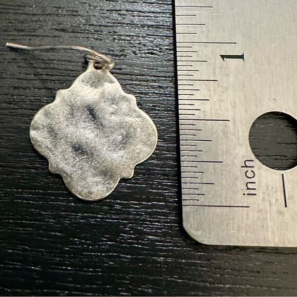 Silver Scalloped Textured Earrings - Picture 3 of 3